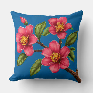 Vibrant depiction of pink flowers throw pillow