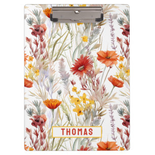 Vibrant Desert Wildflowers Customized Name floral Clipboard