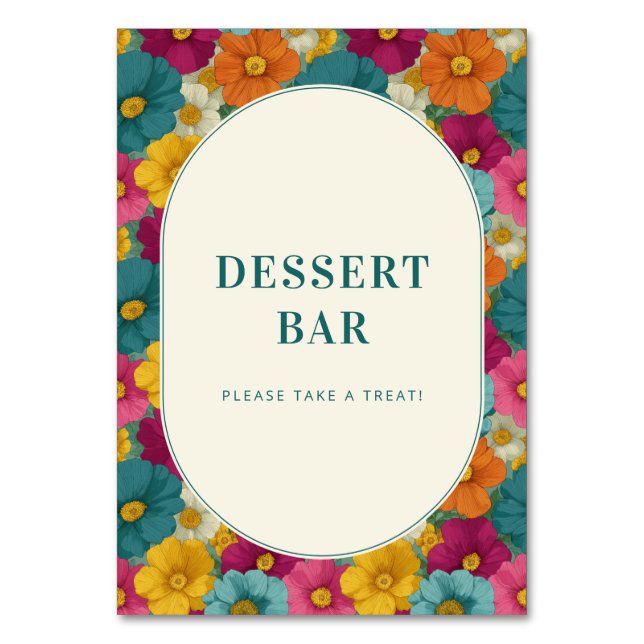Vibrant Dessert Bar Invitation Table Number (Front)