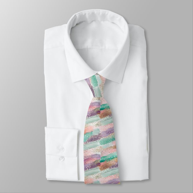 Vibrant Diagonal Brushstroke Pattern (2) Tie (Tied)