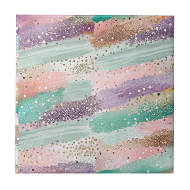 Vibrant Diagonal Brushstroke Pattern (2) Tile (Front)