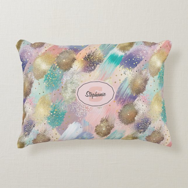 Vibrant Diagonal Brushstroke Pattern Accent Pillow (Front)