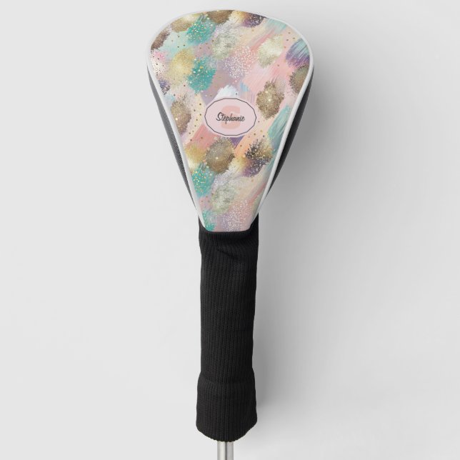 Vibrant Diagonal Brushstroke Pattern Golf Head Cover (Front)