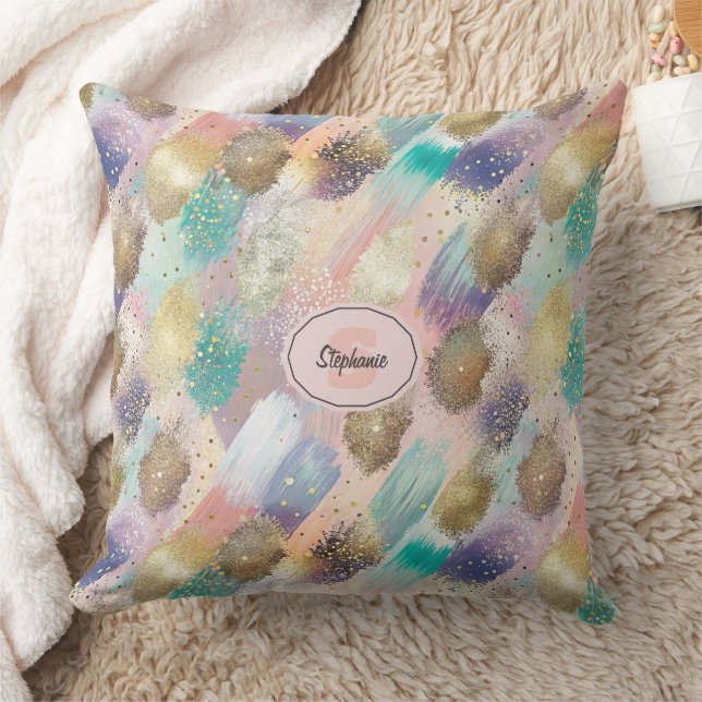 Vibrant Diagonal Brushstroke Pattern Throw Pillow (Blanket)