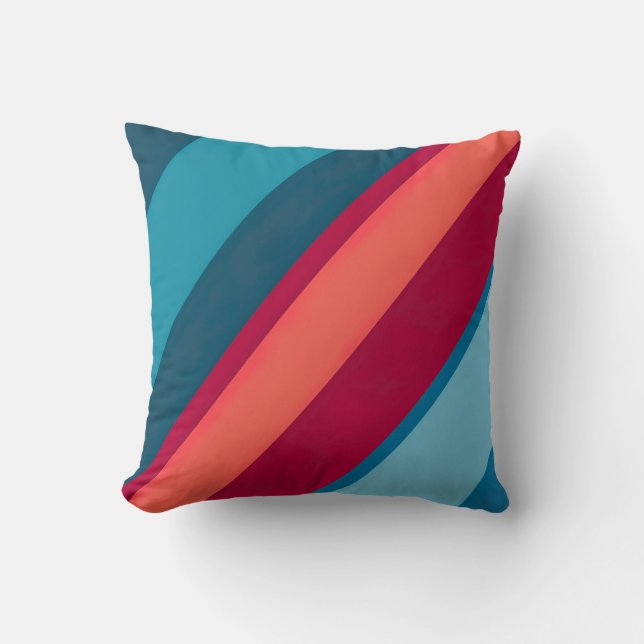 Vibrant Diagonal Stripes - Modern Geometric Throw Pillow (Front)