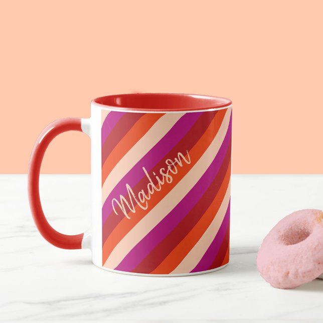 Vibrant diagonal summer stripes  mug (Creator Uploaded)