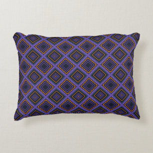 Vibrant Diamond Pattern on Dark Background Accent Pillow