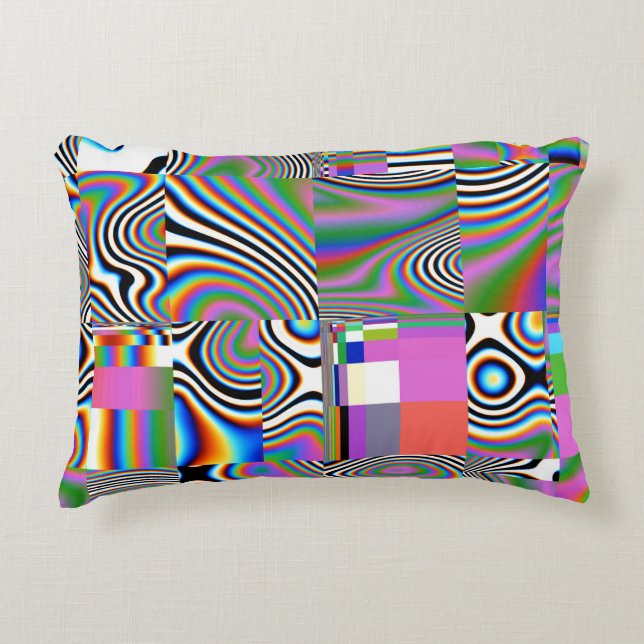 Vibrant Digital Abstract Geometric Background Accent Pillow (Front)