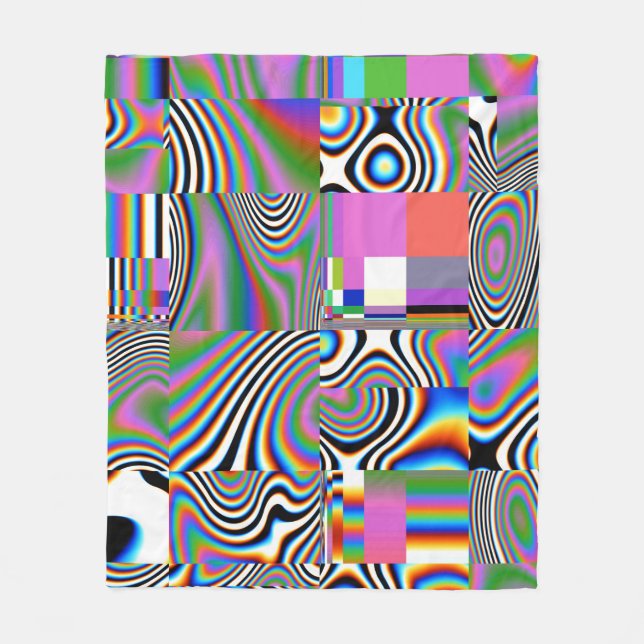 Vibrant Digital Abstract Geometric Background Fleece Blanket (Front)
