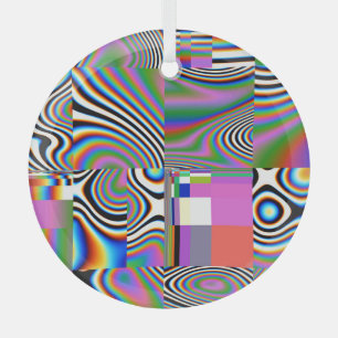 Vibrant Digital Abstract Geometric Background Glass Ornament