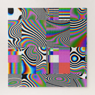 Vibrant Digital Abstract Geometric Background Jigsaw Puzzle