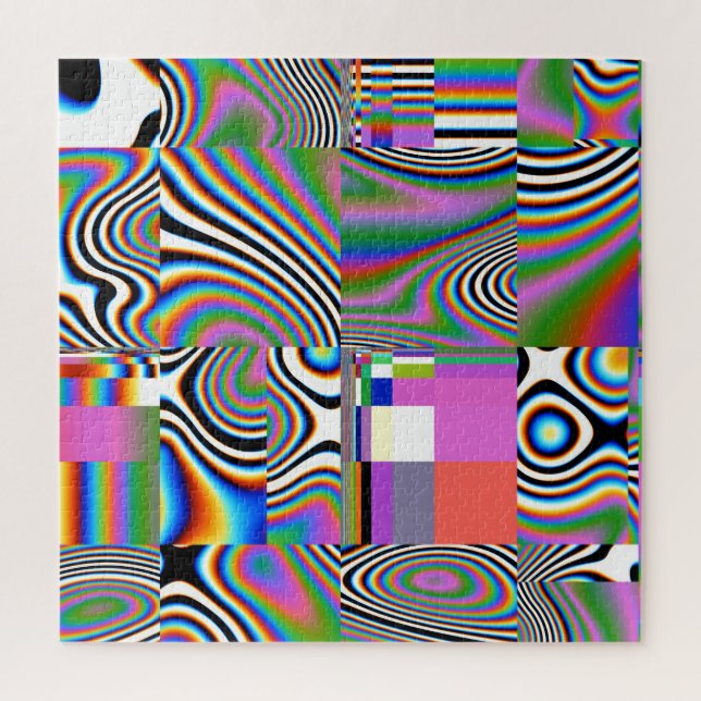 Vibrant Digital Abstract Geometric Background Jigsaw Puzzle (Vertical)