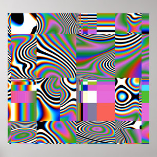 Vibrant Digital Abstract Geometric Background Poster