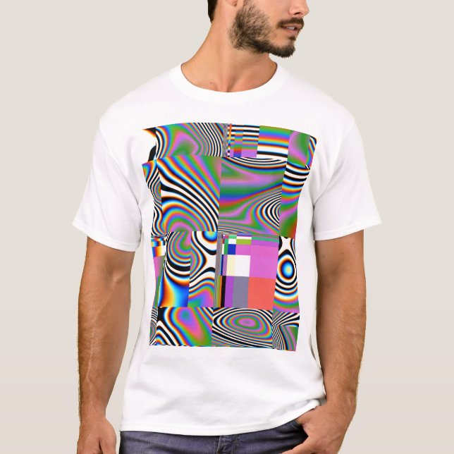 Vibrant Digital Abstract Geometric Background T-Shirt (Front)
