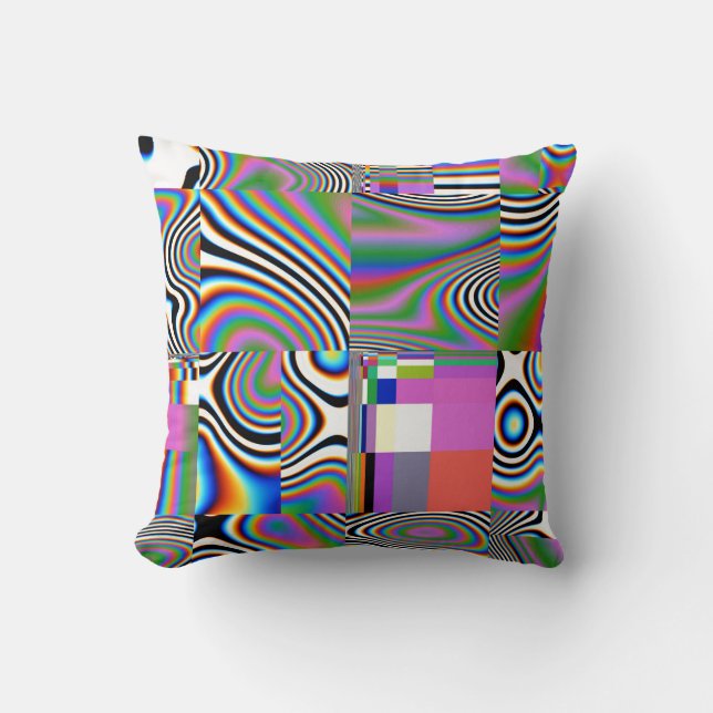 Vibrant Digital Abstract Geometric Background Throw Pillow (Front)