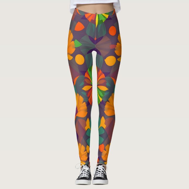 Vibrant Digital Print Leggings - Colourful Decor