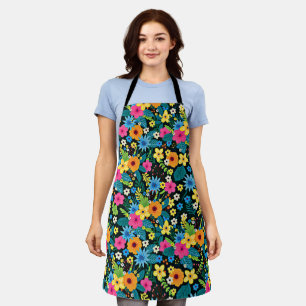 Vibrant Ditsy Flowers Floral Pattern-43785 Apron