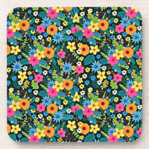 Vibrant Ditsy Flowers Floral Pattern-43785 Coaster