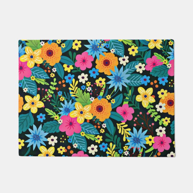 Vibrant Ditsy Flowers Floral Pattern-43785 Doormat (Front)
