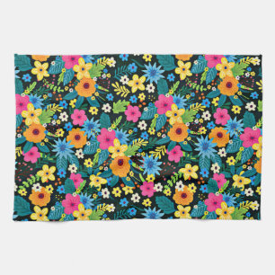 Vibrant Ditsy Flowers Floral Pattern-43785 Kitchen Towel