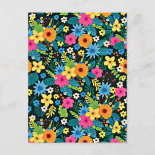 Vibrant Ditsy Flowers Floral Pattern-43785 Postcard
