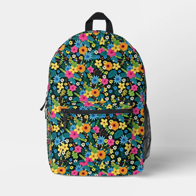 Vibrant Ditsy Flowers Floral Pattern-43785 Printed Backpack (Front)