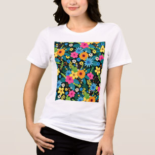 Vibrant Ditsy Flowers Floral Pattern-43785 Tri-Blend Shirt