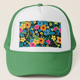 Vibrant Ditsy Flowers Floral Pattern-43785 Trucker Hat