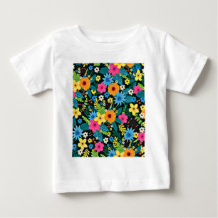 Vibrant Ditsy Flowers Floral Pattern Design-43785 Baby T-Shirt