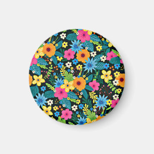 Vibrant Ditsy Flowers Floral Pattern Design-43785 Magnet