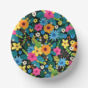 Vibrant Ditsy Flowers Floral Pattern Design-43785 Paper Plate