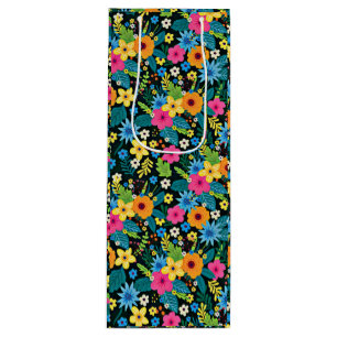 Vibrant Ditsy Flowers Floral Pattern Design-43785 Wine Gift Bag