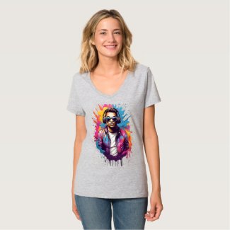 Vibrant DJ Logo Design: Bursting with Colorful T-Shirt