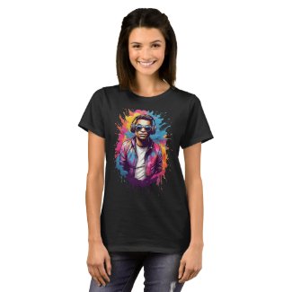 Vibrant DJ Logo Design: Bursting with Colorful T-Shirt