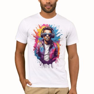 Vibrant DJ Logo Design: Bursting with Colorful T-Shirt