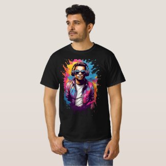Vibrant DJ Logo Design: Bursting with Colorful T-Shirt