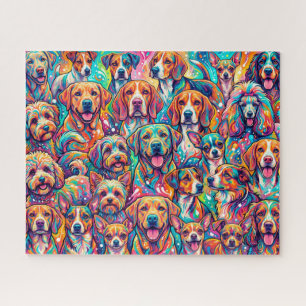 Vibrant Dog Dreamscape – Psychedelic Boho Jigsaw Puzzle