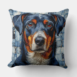 Vibrant dog portrait throw pillow
