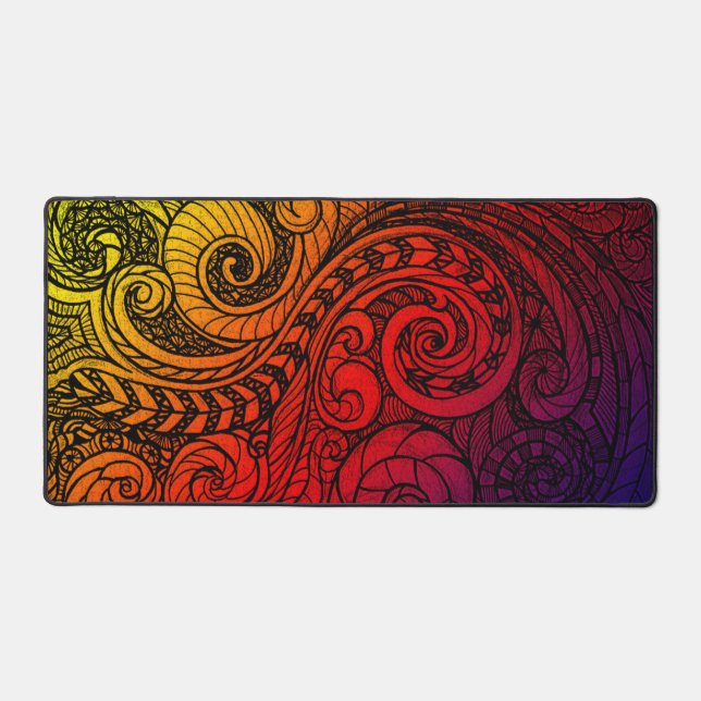 Vibrant Doodle Art Desk Mat (Front)