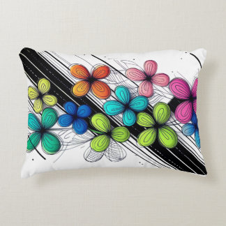 Vibrant Doodle Floral Art – Colourful Mode Accent Pillow