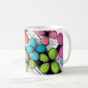 Vibrant Doodle Floral Art – Colourful Mode Coffee Mug