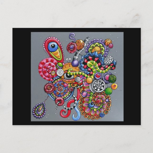 Vibrant Doodle Painting Postcard (Front)