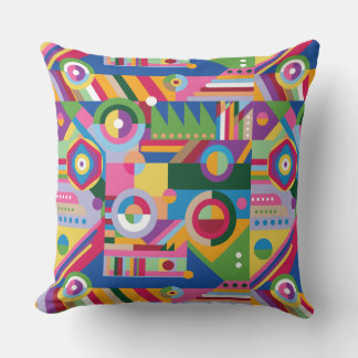 Vibrant Dopamine Decor Inspired Geometric Cushion 