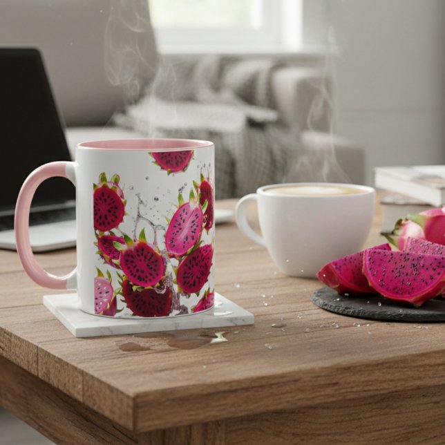 Vibrant Dragon Fruit Splash Two-Tone Mug (Creator Uploaded)