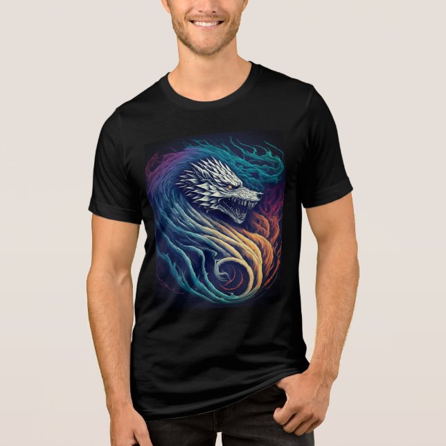 Vibrant Dragon Fury: Bold Colours, Epic Design" Tri-Blend Shirt (Front)