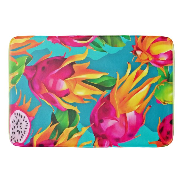 Vibrant Dragoon Fruit Pattern Bath Mat (Front)
