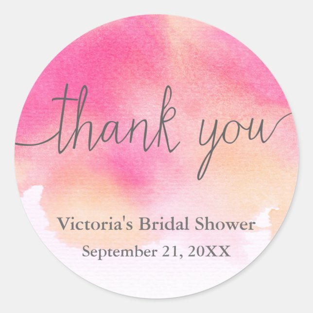 Vibrant Dreams Bridal Shower Thank You Sticker (Front)