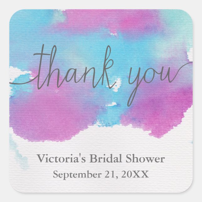 Vibrant Dreams Bridal Shower Thank You Sticker (Front)