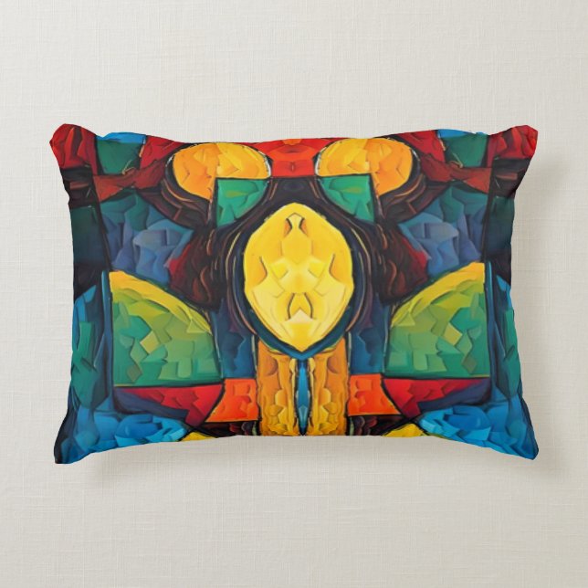 Vibrant Dreams Geometry – Bold Modern Abstract Art Accent Pillow (Front)