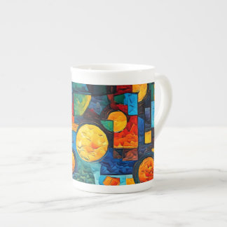 Vibrant Dreams Geometry – Bold Modern Abstract Art Bone China Mug